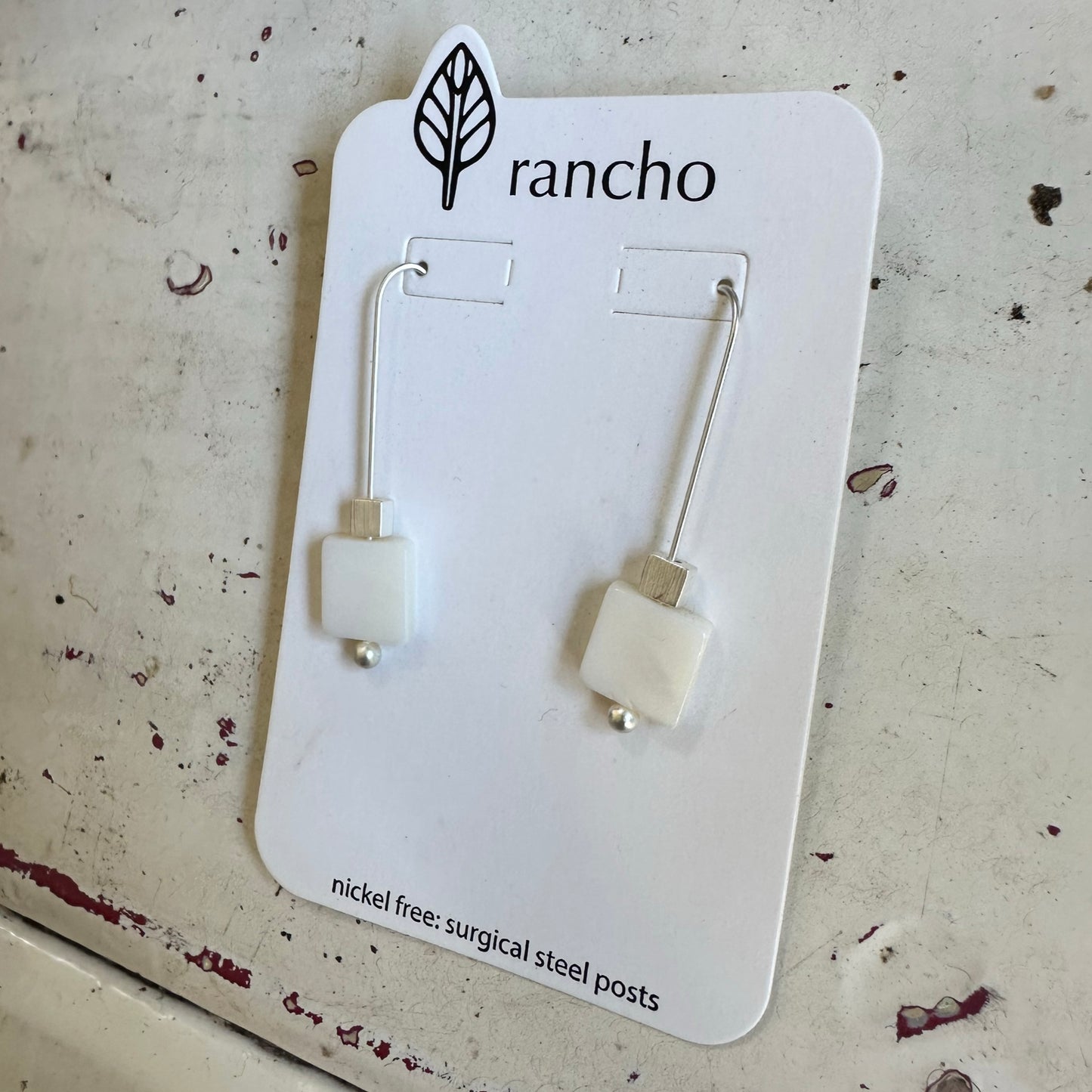 Mother of Pearl Square Bead Earrings