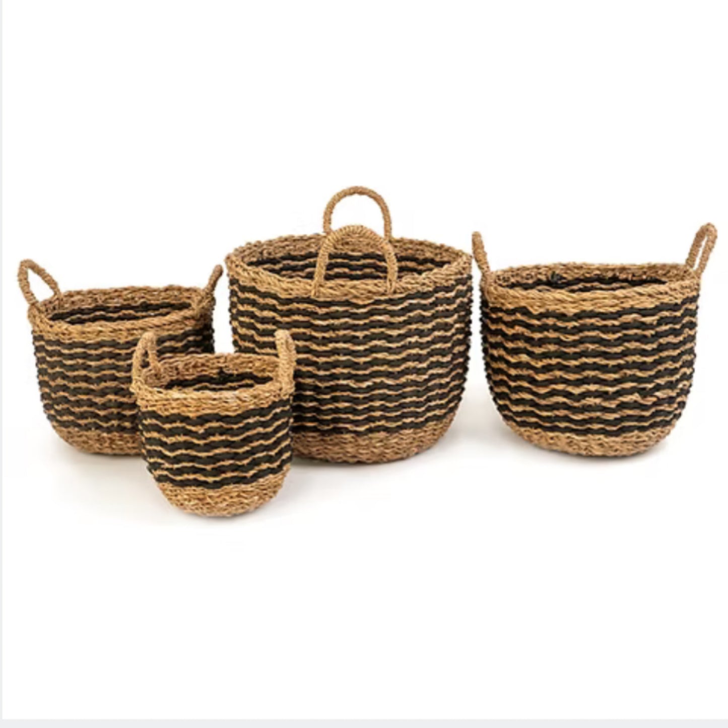Seagrass Black Striped Basket