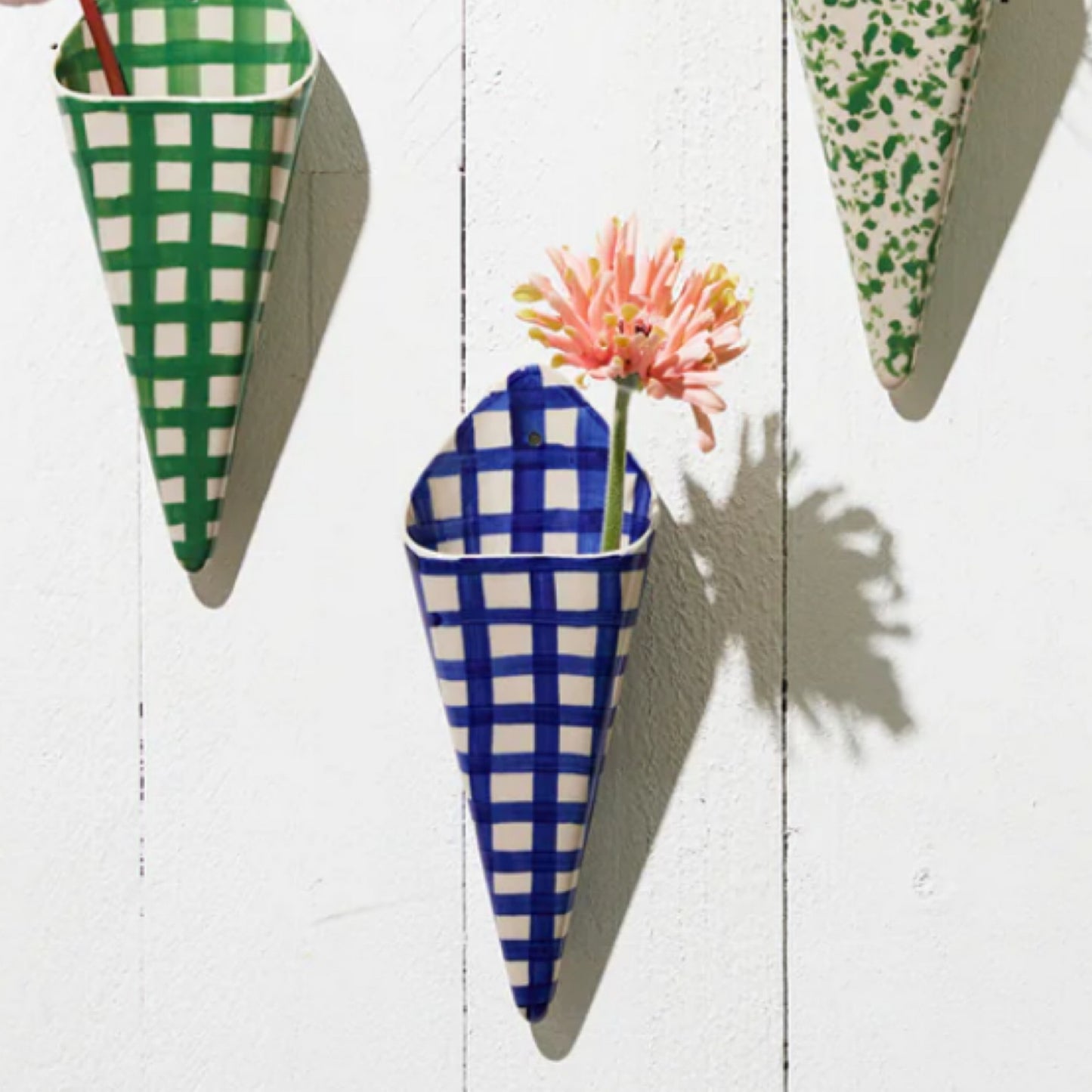 Folly Wall Vase - Blue Check