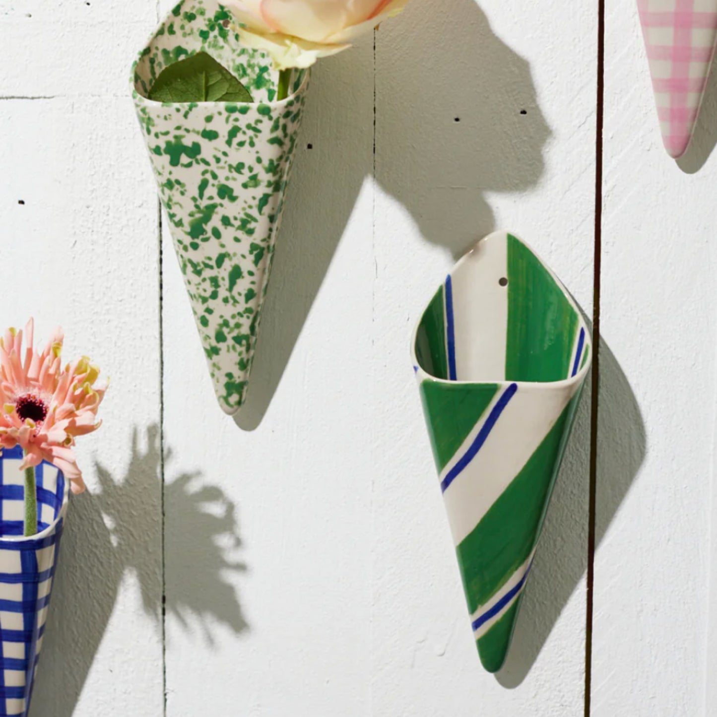 Folly Wall Vase - Green Stripe