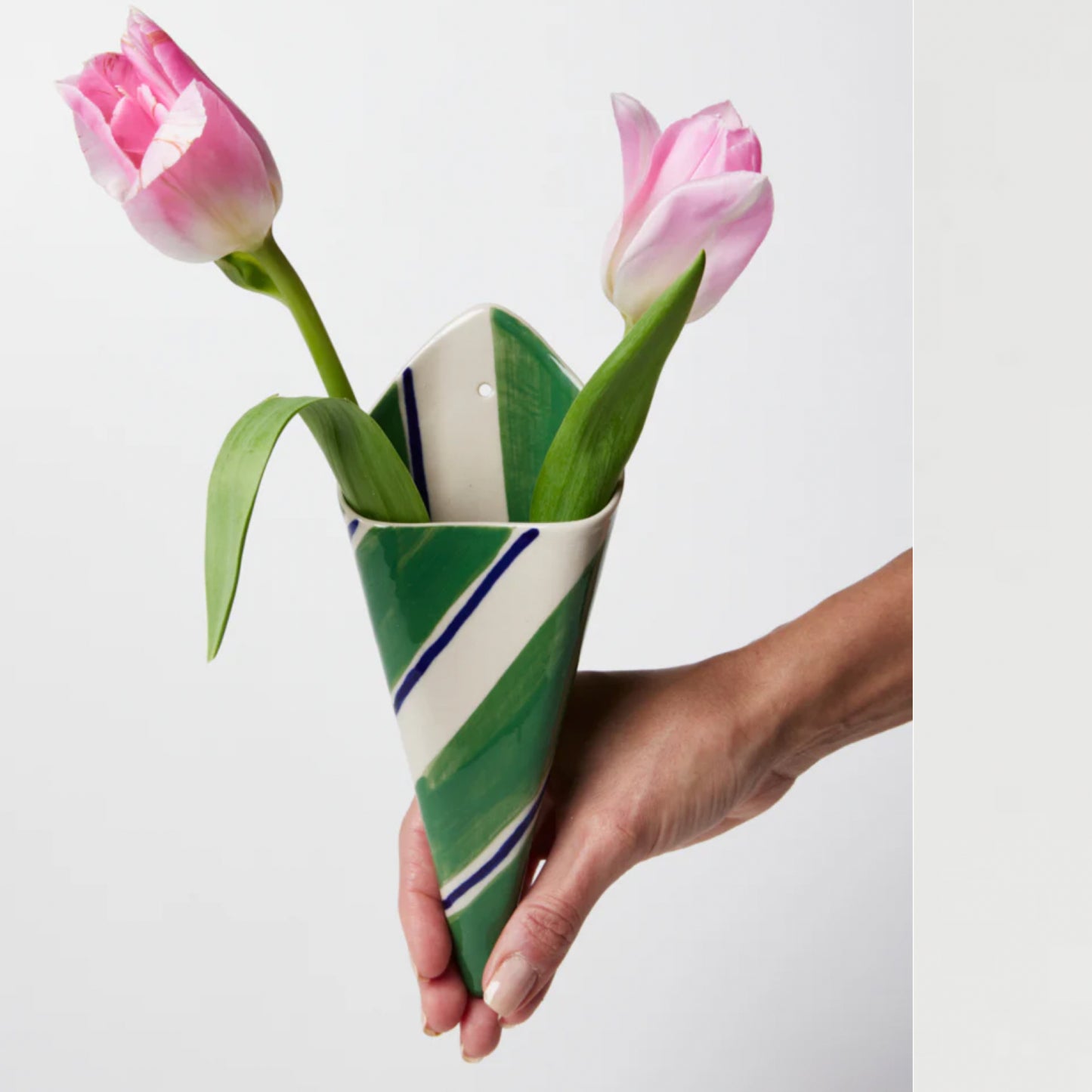 Folly Wall Vase - Green Stripe