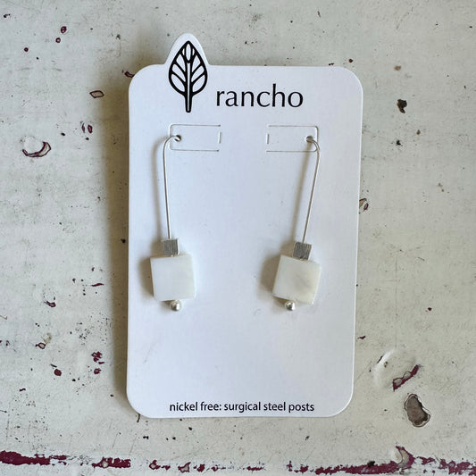 Mother of Pearl Square Bead Earrings