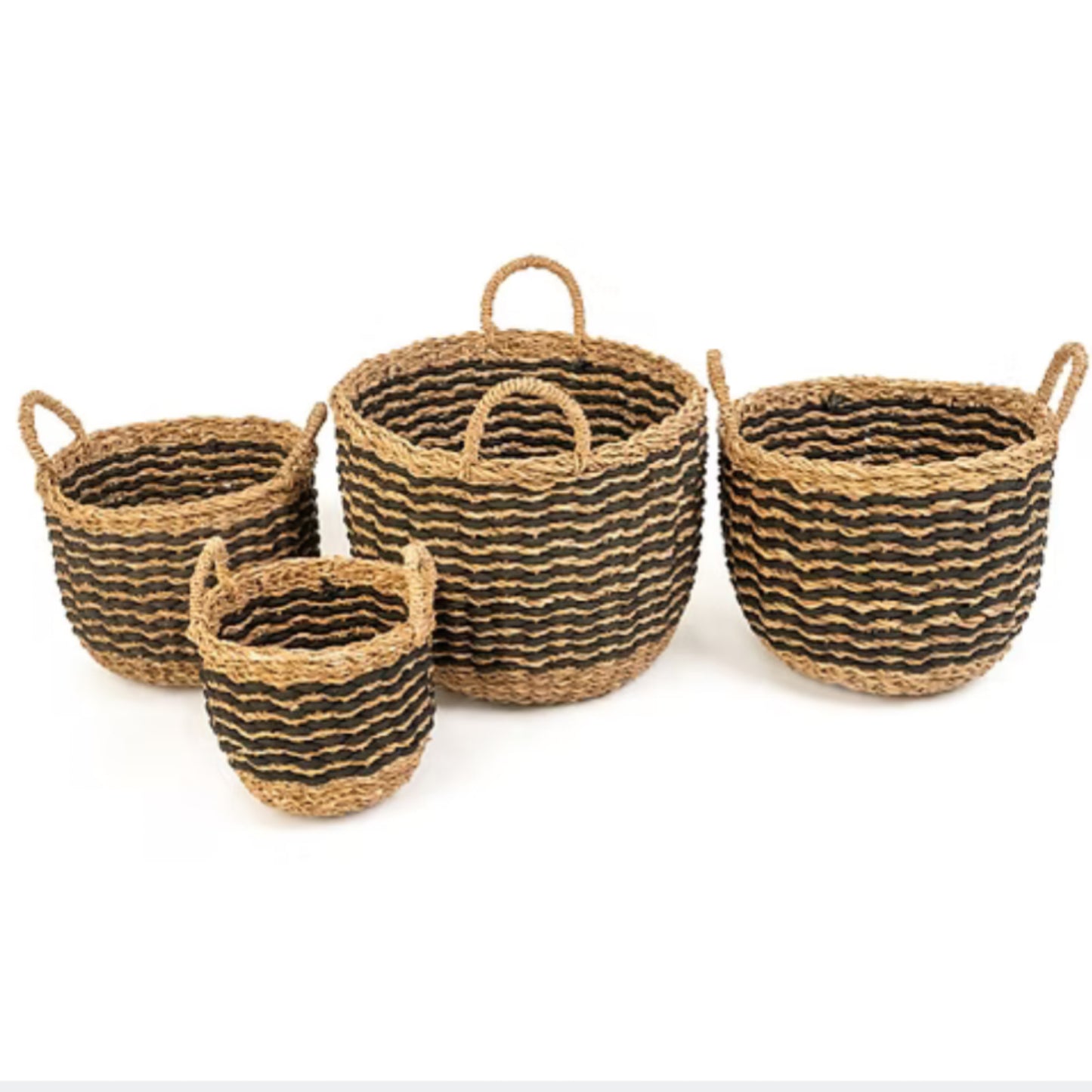 Seagrass Black Striped Basket