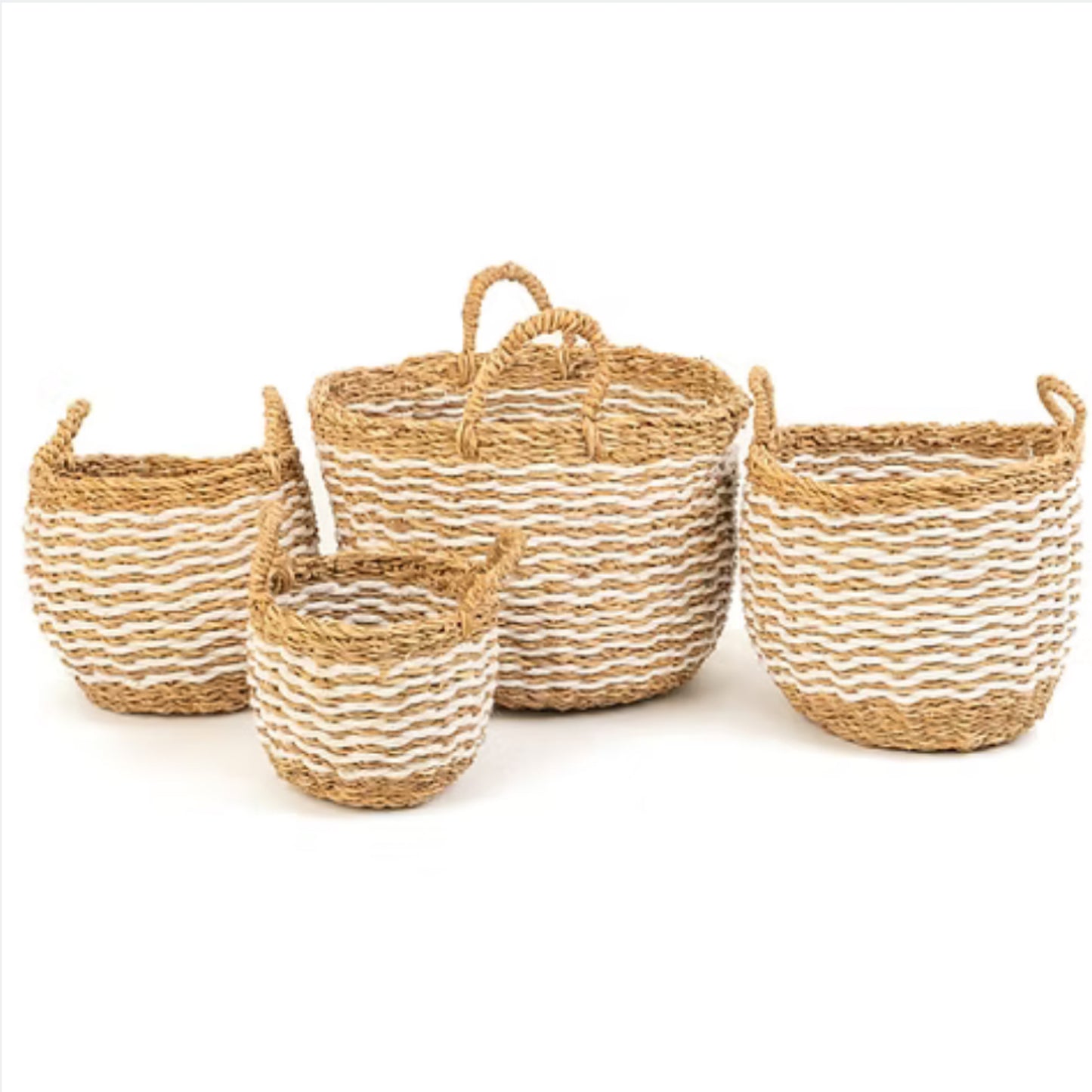 Seagrass White Striped Basket