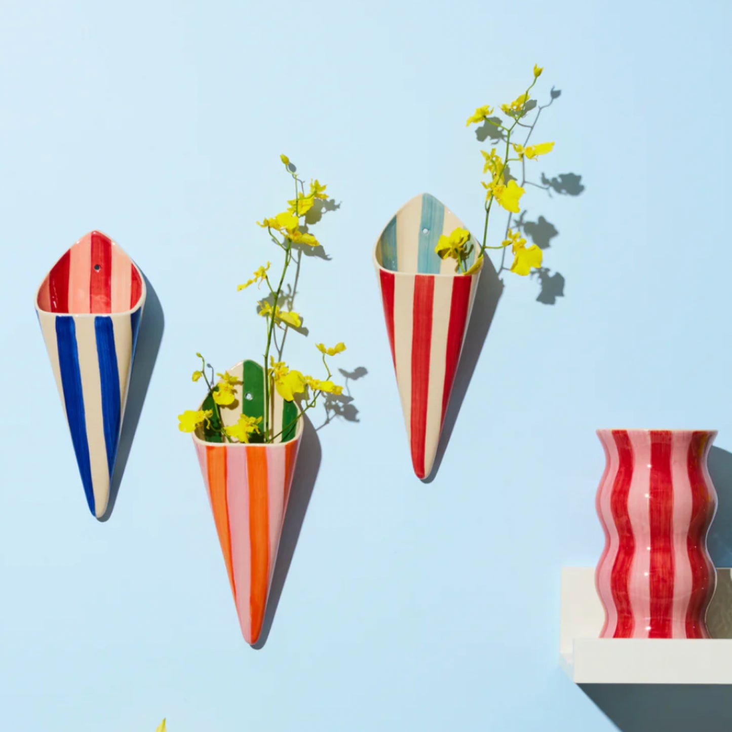 Folly Wall Vase - Pink Stripe