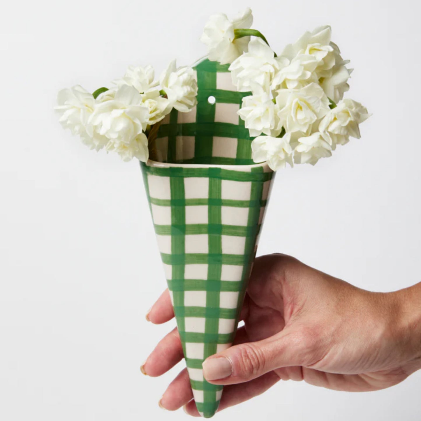 Folly Wall Vase - Green Check