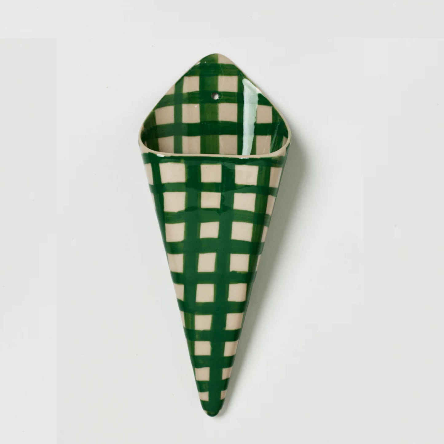 Folly Wall Vase - Green Check