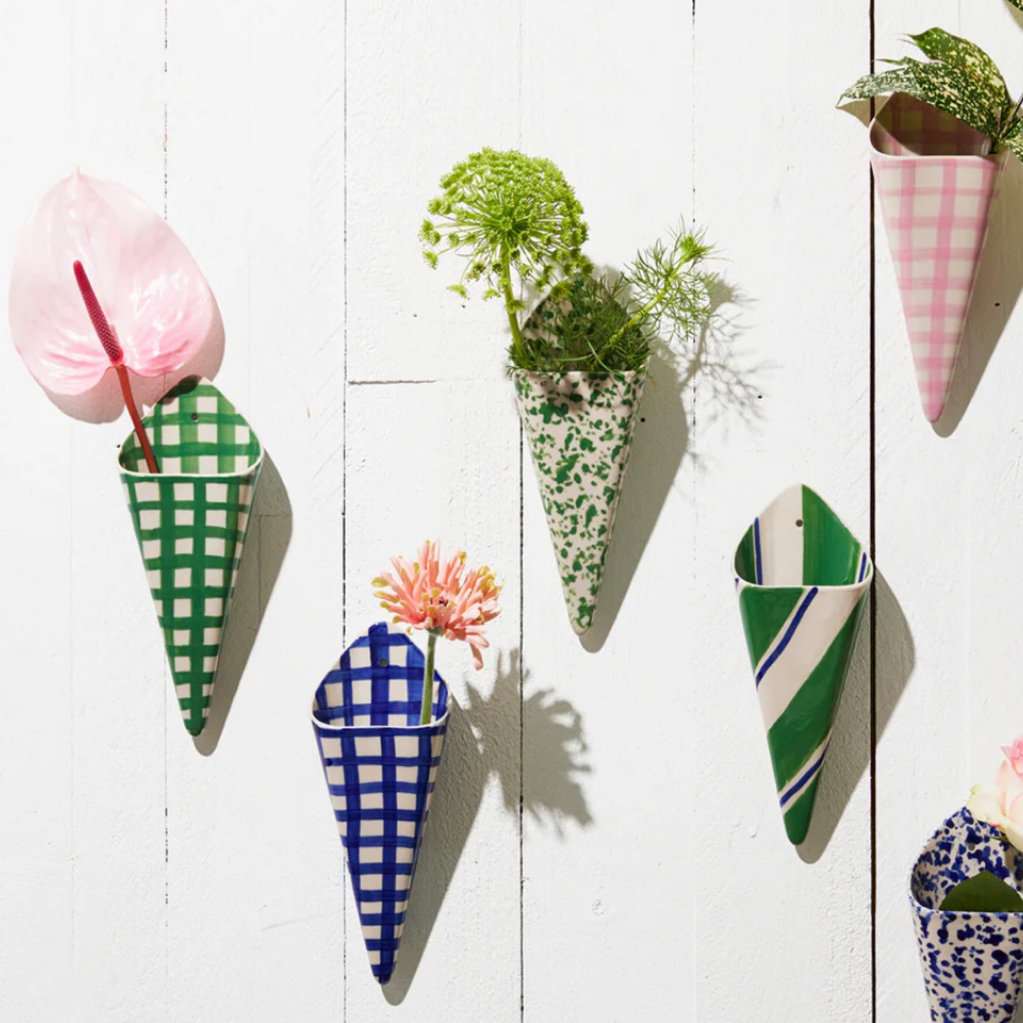 Folly Wall Vase - Green Check