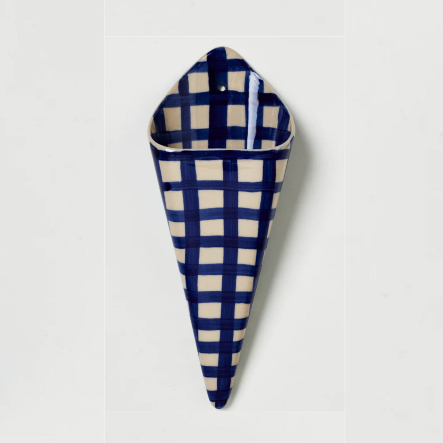 Folly Wall Vase - Blue Check