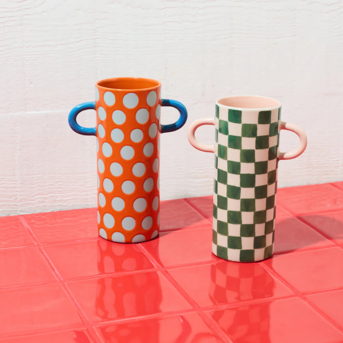 Griffe Green Check Bud Vase