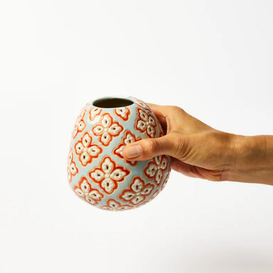Pollen Vase Blue Paisley
