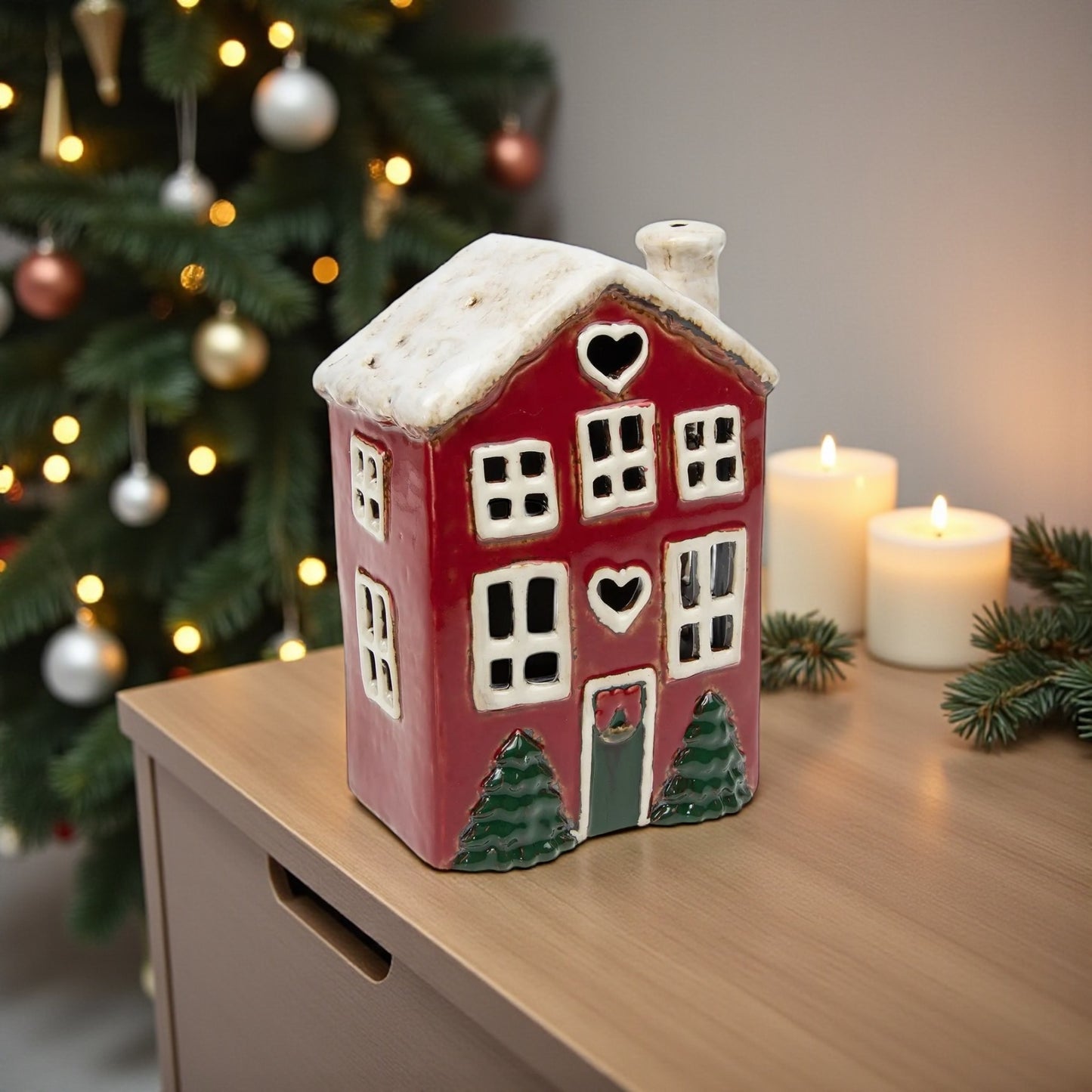Christmas Heart House Tealight