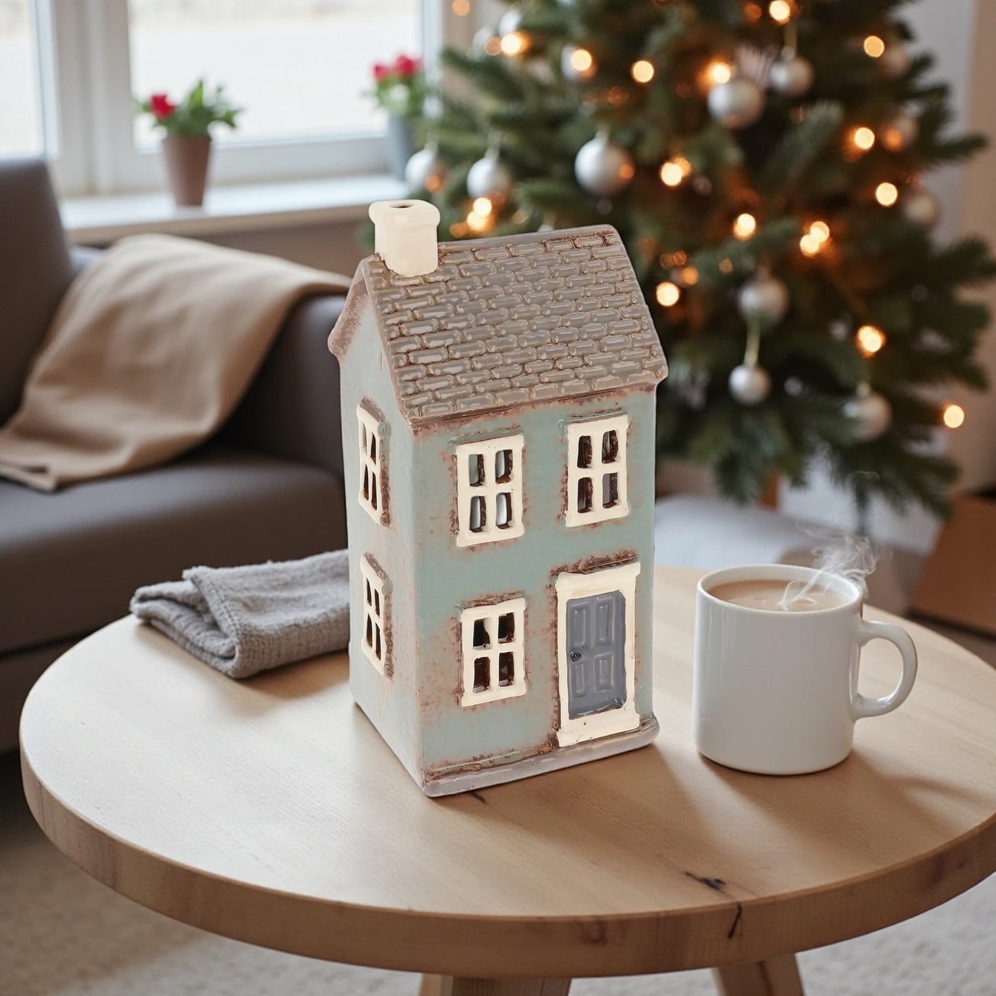 Tiled Grey House Tealight